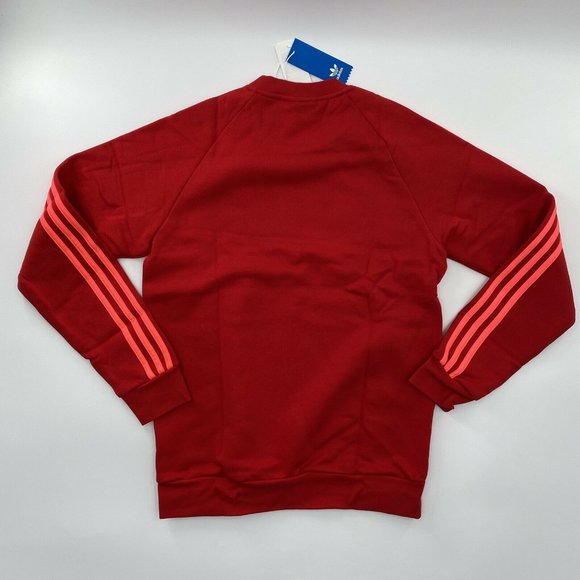 Adidas Originals Men's 3-Stripe Trefoil Fleece Pullover Sweatshirt Red EJ9693 S - Picture 11 of 11